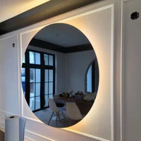 Residetial lighting, an custom lighted mirror installed by Marentette Electric LTD.