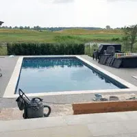 A pool installation in LaSalle Ontario, pump, lights and heater connected by Marentette Electric Ltd. 